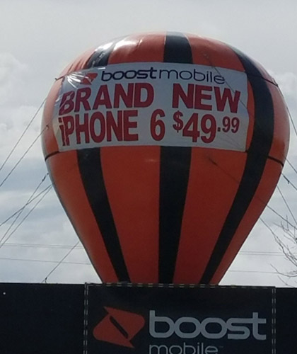 Boost Mobile Inflatable Giant Roof Top Balloon 20 Ft