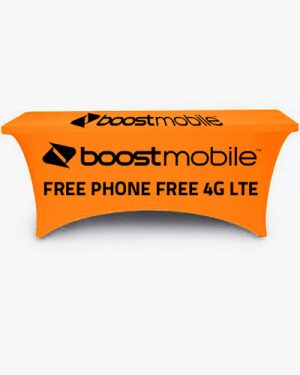 Free Phone BOOST MOBILE Advertising Stretch Table Cloth 6 FT LONG