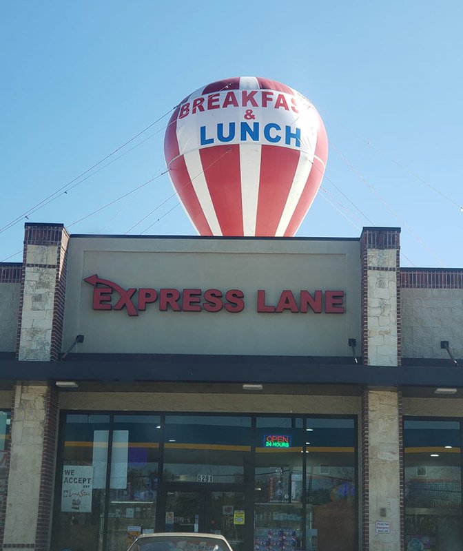 Breakfast & Lunch Giant Roof Top Balloon 20 Ft: BUY OR RENT