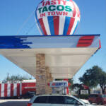 Red, White & Blue Tasty Tacos GAS STATION Inflatable Giant Roof Top Balloon 20 Ft: BUY OR RENT