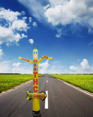 20ft Tall CBD 8 & 9 THC Air Inflatable Tubeman Dancer – E-Juice Dancing Man - Yellow Sky Inflatable Dancers - Boost Your Market Events, Brand, Product with Wacky Waving Tube Puppet Guy