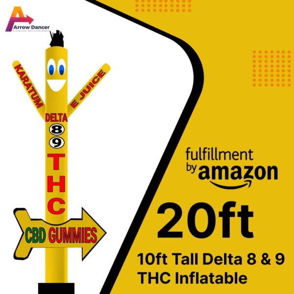 20Ft Tall Smoke Shop Air Inflatable Tube Man Dancer With Arrow