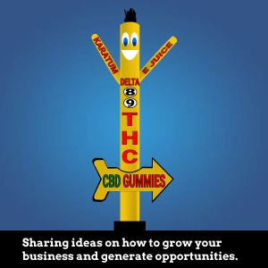 20ft Tall CBD 8 & 9 THC Air Inflatable Tubeman Dancer – E-Juice Dancing Man - Yellow Sky Inflatable Dancers - Boost Your Market Events, Brand, Product with Wacky Waving Tube Puppet Guy