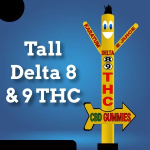 20ft Tall CBD 8 & 9 THC Air Inflatable Tubeman Dancer – E-Juice Dancing Man - Yellow Sky Inflatable Dancers - Boost Your Market Events, Brand, Product with Wacky Waving Tube Puppet Guy