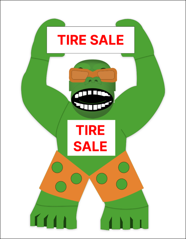 22 ft TIRE Sale Giant Inflatable Gorilla