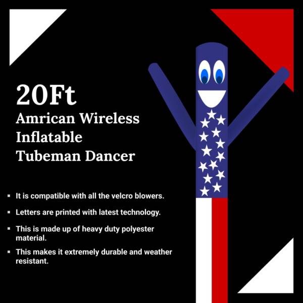 20Ft American Flag Air Inflatable Dancer Tubeman | Market Product Event US Flag Nation Wacky Waving Tube Puppet Guy
