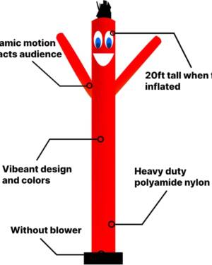 6Ft Solid Red Color Air Inflatable Dancer Tubeman | Market Your Product Events 6Feet Tall Sky Wacky Waving Inflatables Puppets Tube Guy