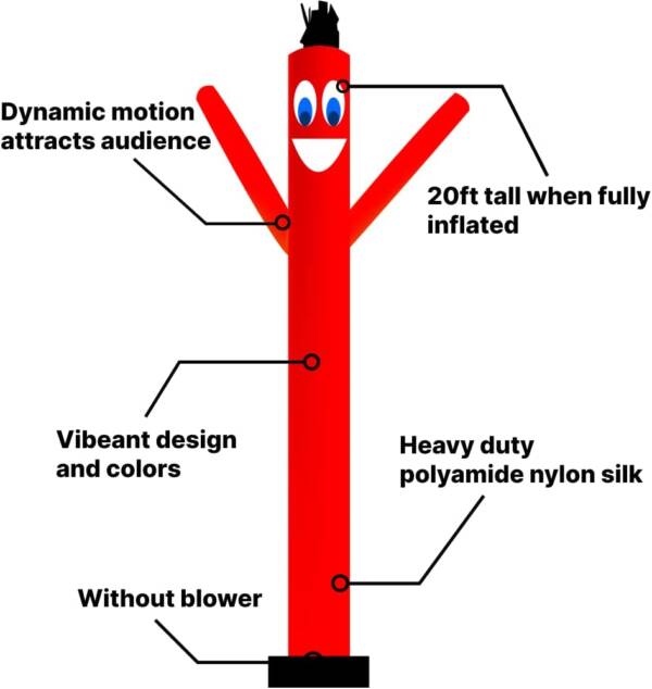 6Ft Solid Red Color Air Inflatable Dancer Tubeman | Market Your Product Events 6Feet Tall Sky Wacky Waving Inflatables Puppets Tube Guy