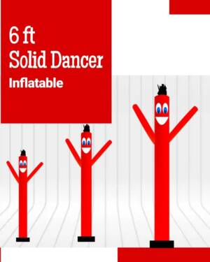 6Ft Solid Red Color Air Inflatable Dancer Tubeman | Market Your Product Events 6Feet Tall Sky Wacky Waving Inflatables Puppets Tube Guy - Image 4