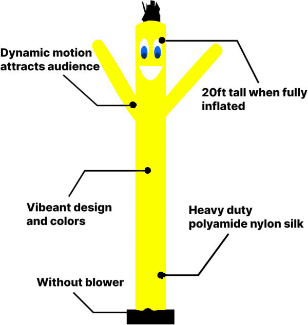 6Ft Solid Yellow Air Inflatable Dancer Tube Man