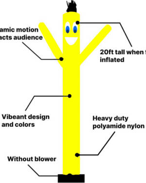 20Ft Solid yellow Air Inflatable Dancer Tube Man