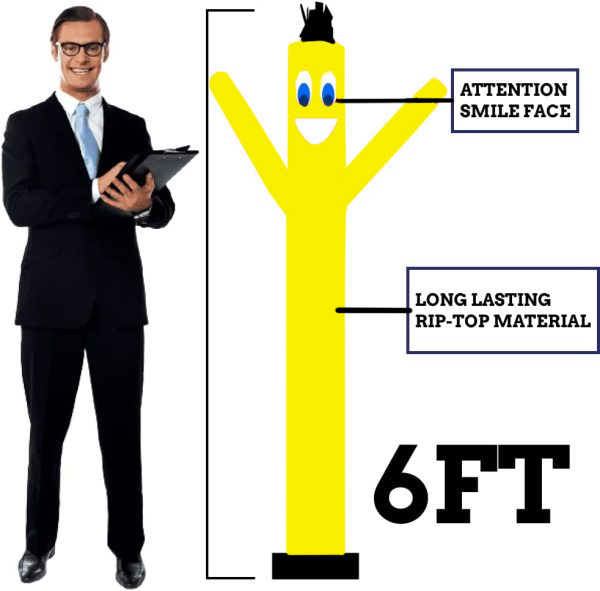 6Ft Solid Yellow Air Inflatable Dancer Tube Man