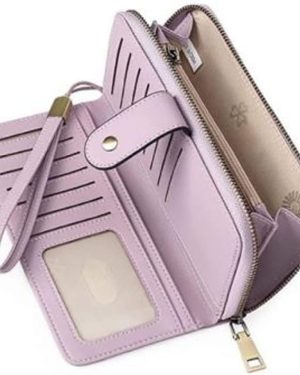 RFID Blocking Women Wallet 100% Leather Purse (Light Purple)