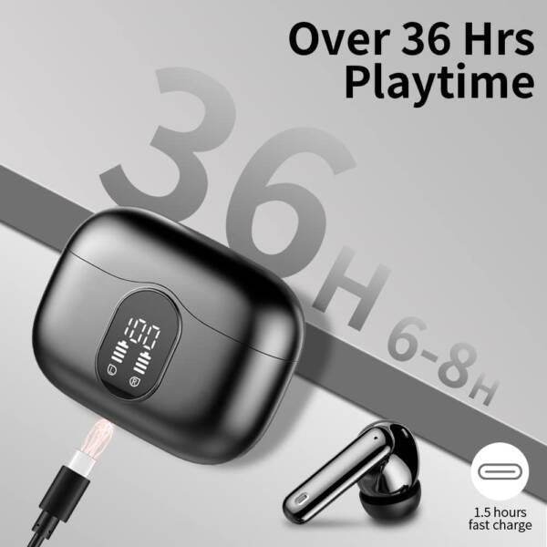A90 Pro Wireless Gaming Earbud Bluetooth Headphones LED Power Display BT 5.3 Black Color
