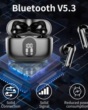 A90 Pro Wireless Gaming Earbud Bluetooth Headphones LED Power Display BT 5.3 Black Color