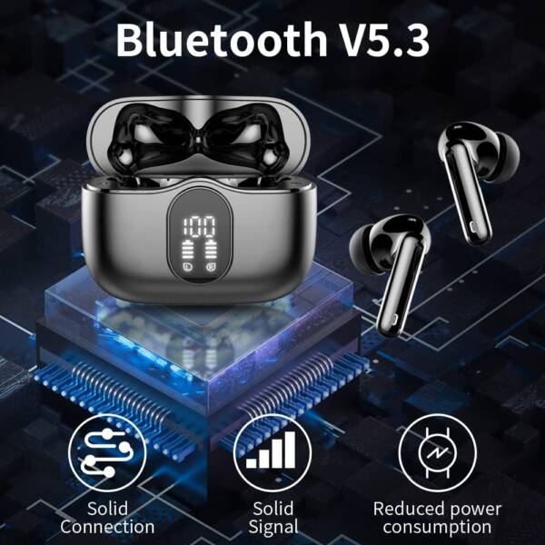 A90 Pro Wireless Gaming Earbud Bluetooth Headphones LED Power Display BT 5.3 Black Color