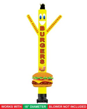 18ft Fresh Burgers Air Inflatable Tube Man Dancer with Burger Sign (Blower Sold Separately)