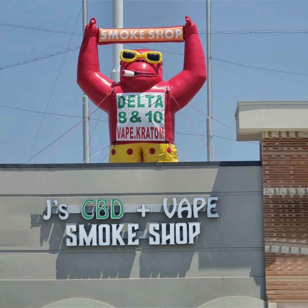 gorilla vape shop 22ft Smoke Shop Delta 8 & 9 Giant Inflatable Gorilla Roof Top Balloon