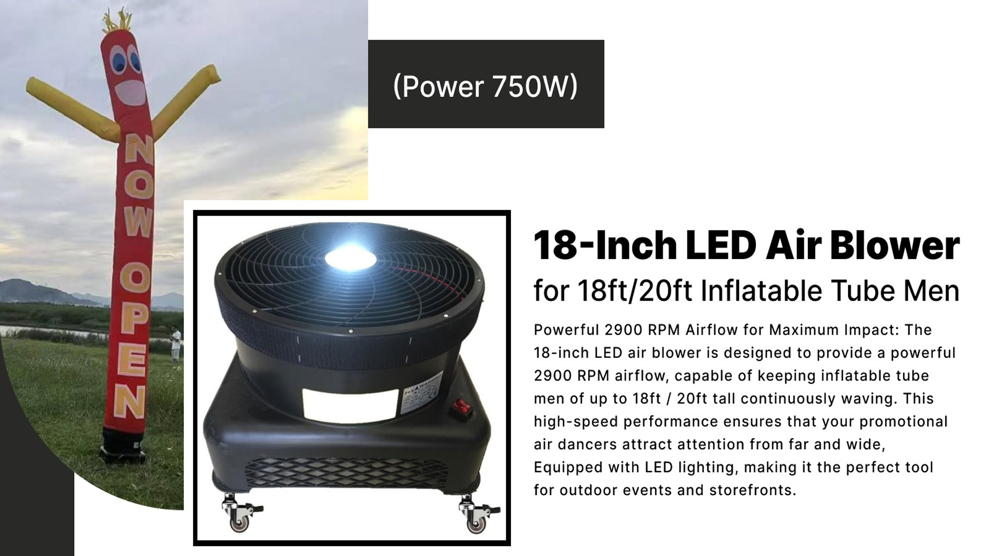 18-Inch LED Air Blower for 20ft Inflatable Advertising