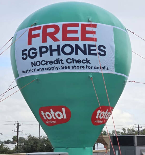 The 22ft Total Wireless FREE 5G PHONES Rooftop Balloon