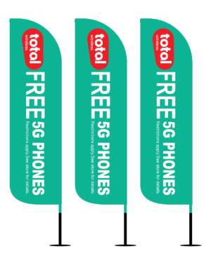 Total by Wireless - 12ft Outdoor Advertising Feather Flag Pack of 3