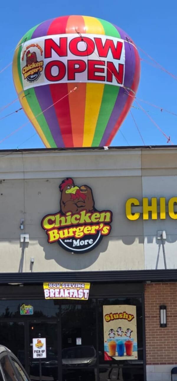 22ft Chicken Burger’s Now Open Giant Inflatable Rooftop Balloon