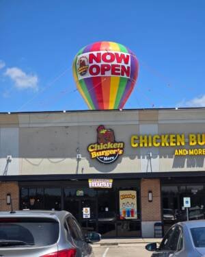 22ft Chicken Burger’s Now Open Giant Inflatable Rooftop Balloon