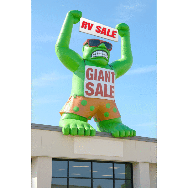 22ft Tall Giant Inflatable Gorilla for RV Dealership Rooftop Promotions