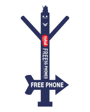 20ft Total Wireless Navy Blue Air Dancer Tube Men with Arrow Sign