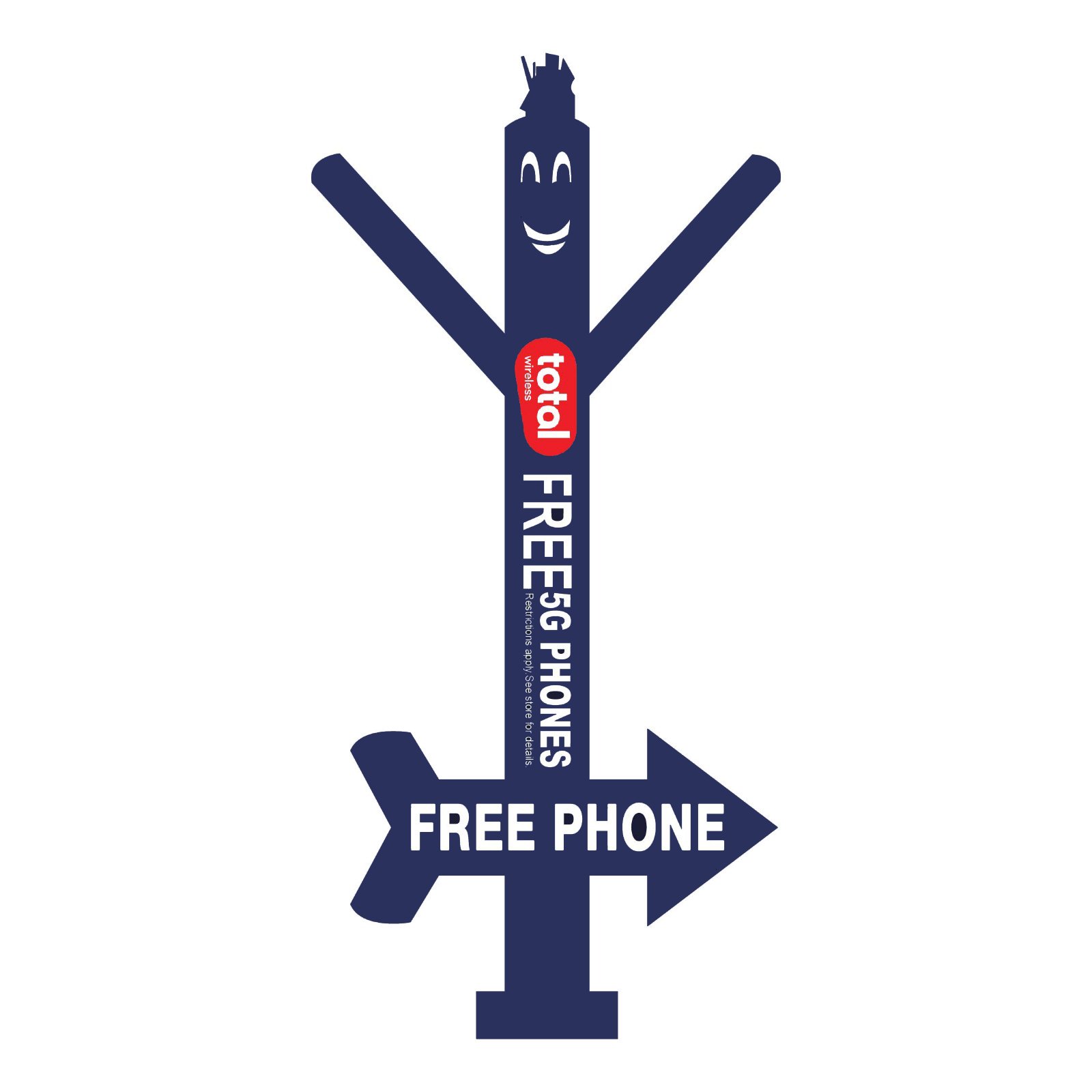 20ft Total Wireless Navy Blue Air Dancer Tube Men with Arrow Sign