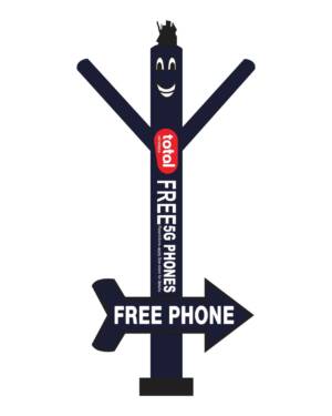 20ft Total Wireless Navy Blue Air Dancer Tube Men with Arrow Sign