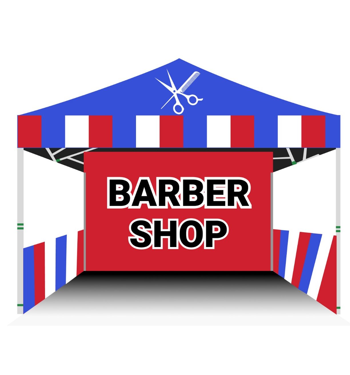 10x10-Barber-Shop-Tent-Red,-White-and-Blue