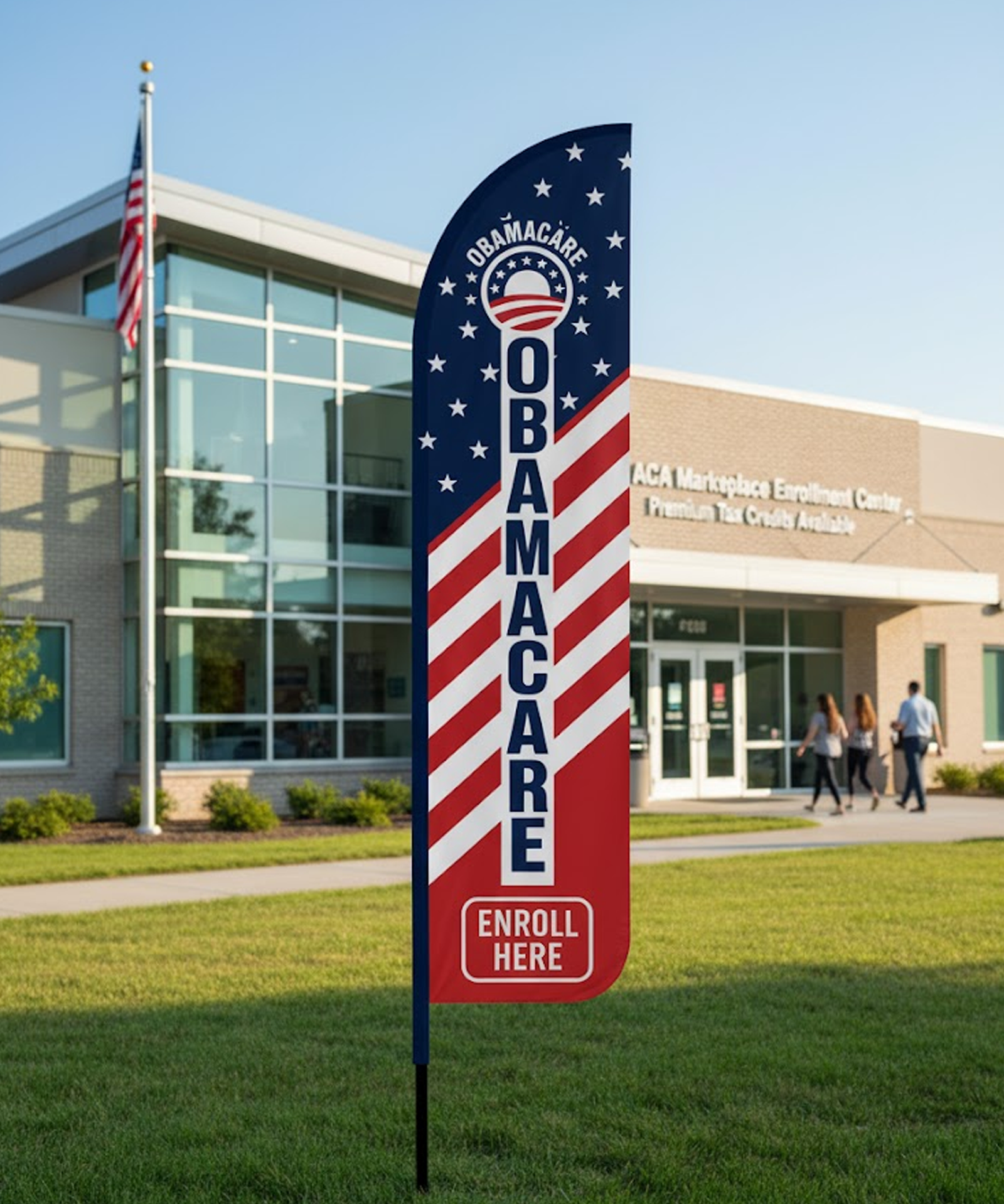 healthcare service promotion using 12ft feather flags outdoors