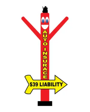 20FT Auto Insurance $39 Liability Inflatable Air Dancer With Arrow