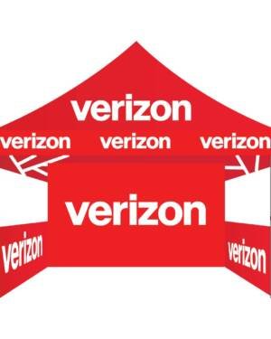 10×10 Verizon advertising tent with back and side wall