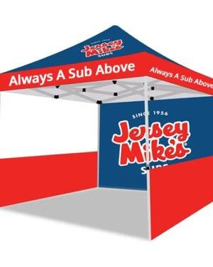 10×10 Jersey Mike’s branded pop up canopy tent