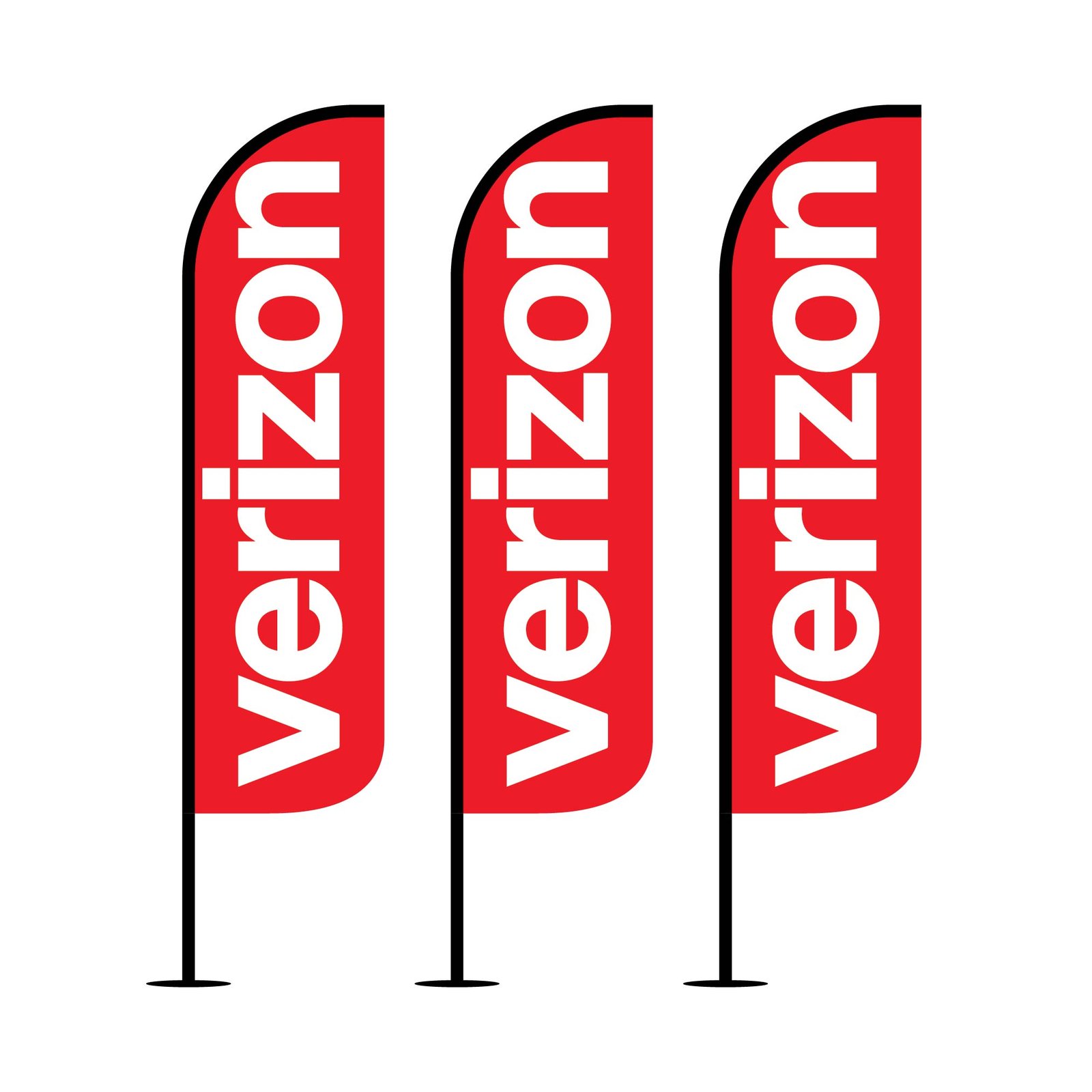 12FT Verizon Red Feather Flags Pack of 3 | Outdoor Storefront Advertising | Arrow Dancer