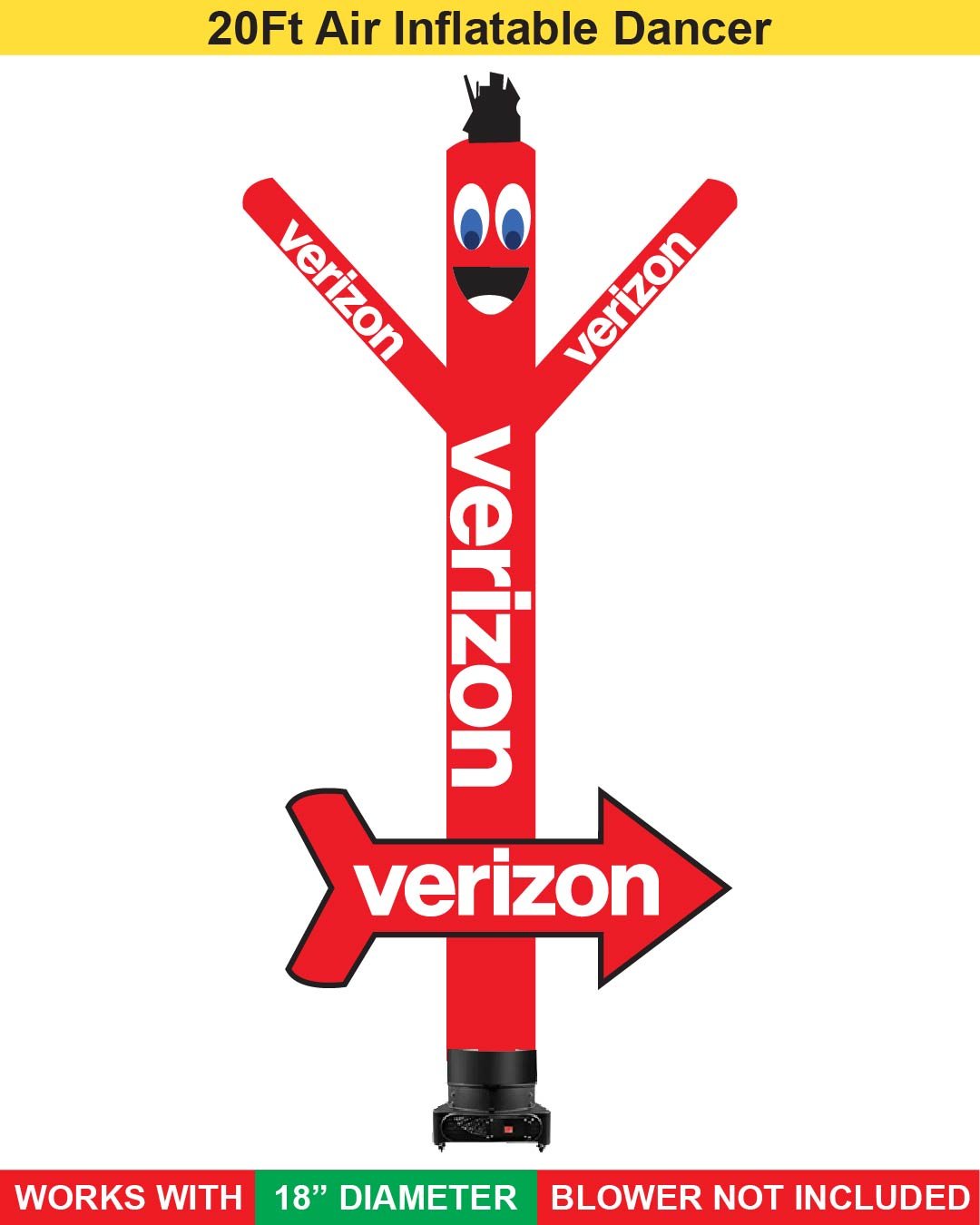 20FT Verizon Air Dancer Inflatable with Arrow Sign