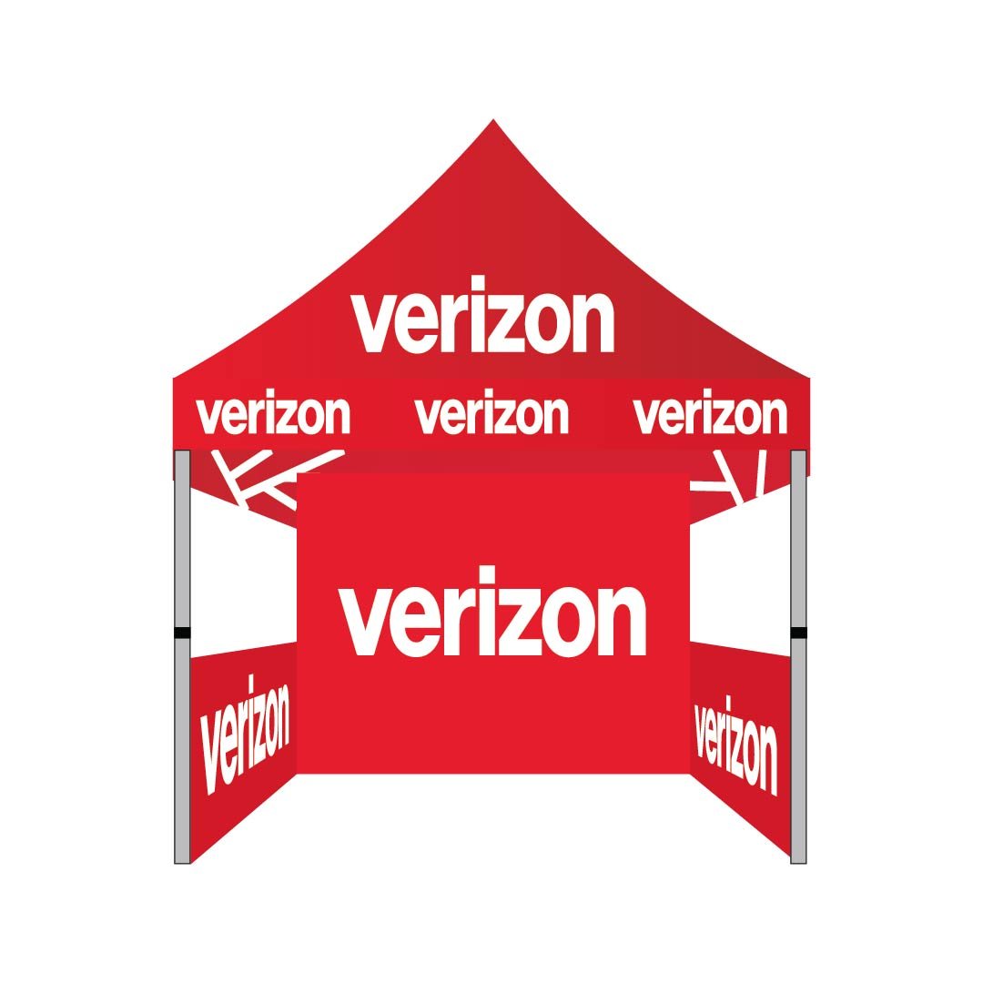 5×5 Verizon pop up advertising tent with back wall
