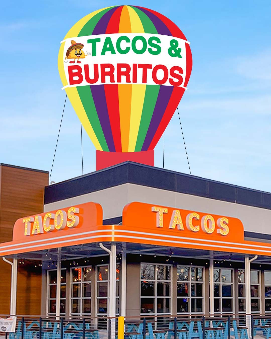 22ft Tacos & Burritos rooftop balloon