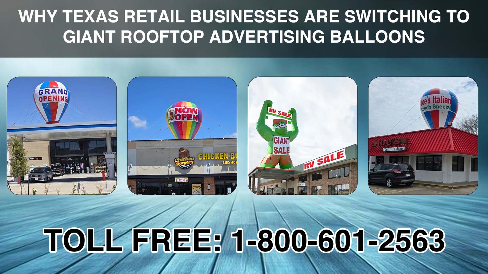 Giant Rooftop Advertising Balloons in Texas
