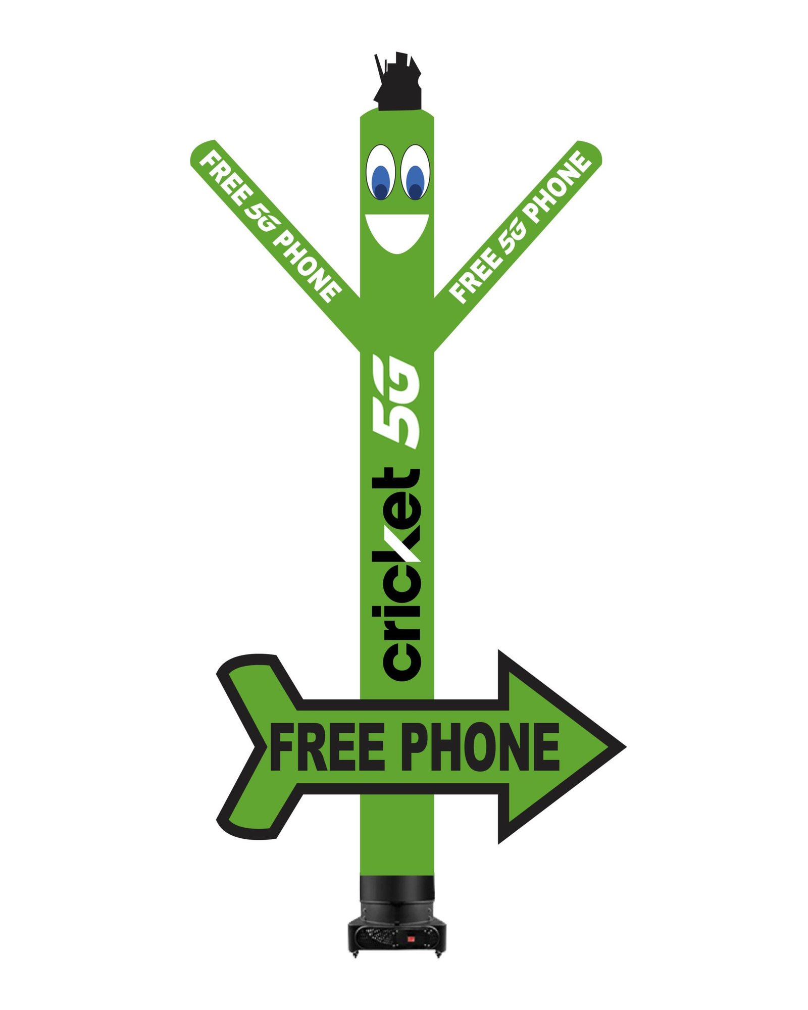 buy 20ft Cricket 5G free 5G phone air dancer with arrow sign