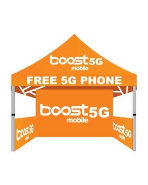10×10 Boost Mobile 5G canopy tent with back wall