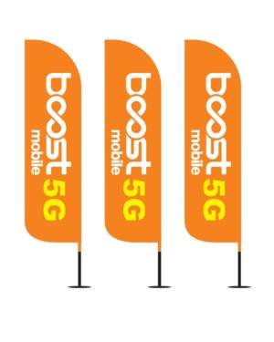 12FT Boost Mobile feather flags yellow 5G pack of 3
