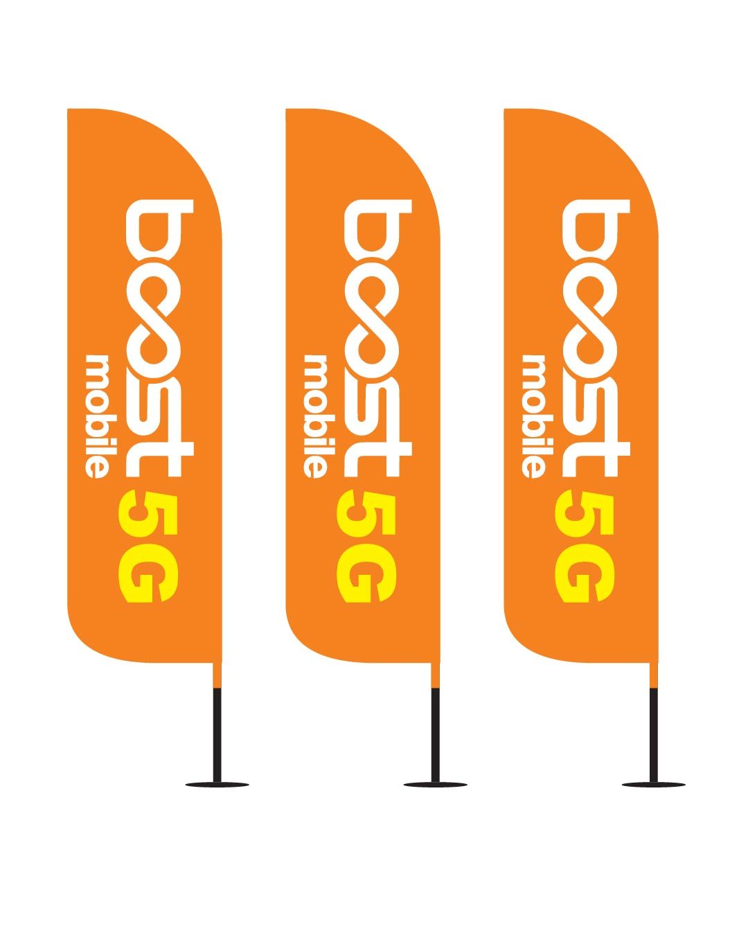 12FT Boost Mobile feather flags yellow 5G pack of 3