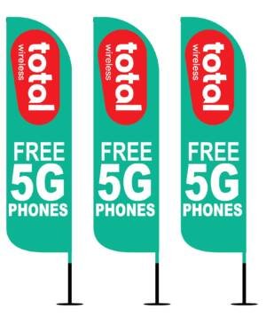 12FT Total Wireless FREE 5G PHONES feather flags pack of 3