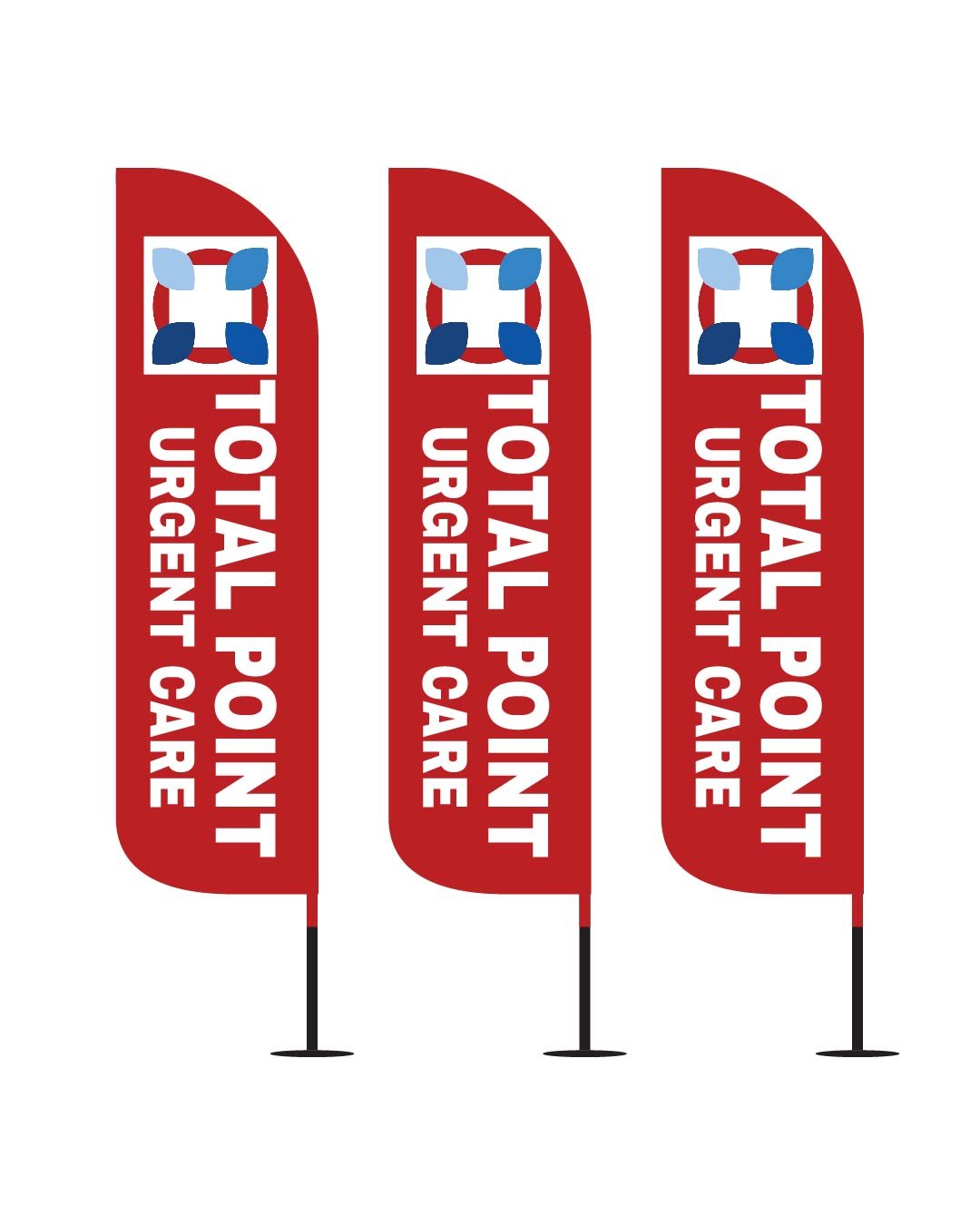 12FT Total Point Urgent Care feather flags pack of 3