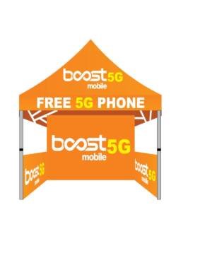 5×5 Boost Mobile 5G canopy tent with back wall