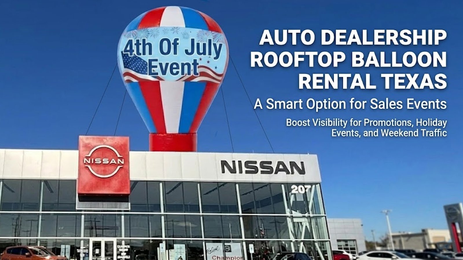 Auto Dealership Rooftop Balloon Rental in Texas