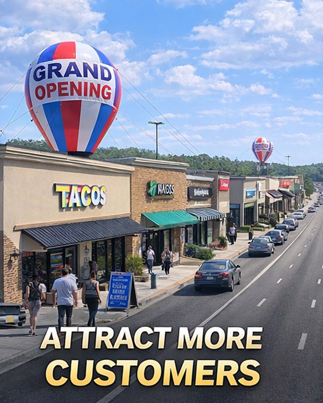 Urgent care grand opening balloon rental visibility example
